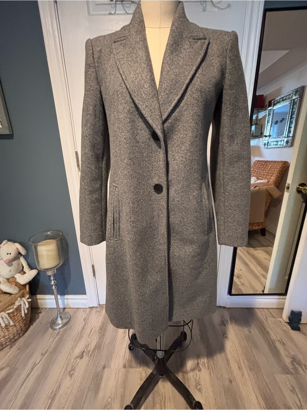 Zara Grey  Tailored Single-Breasted Coat